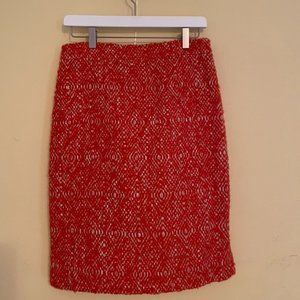 J. Crew orange and white tweed No. 2 pencil skirt size 2